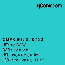 Color code: CMYK 80 / 0 / 0 / 20 | qconv.com
