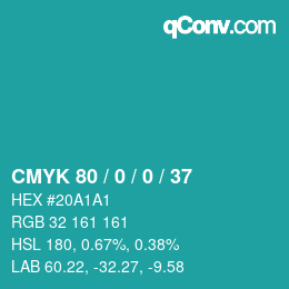 Color code: CMYK 80 / 0 / 0 / 37 | qconv.com