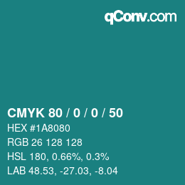 Farbcode: CMYK 80 / 0 / 0 / 50 | qconv.com