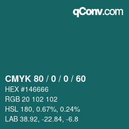 Color code: CMYK 80 / 0 / 0 / 60 | qconv.com