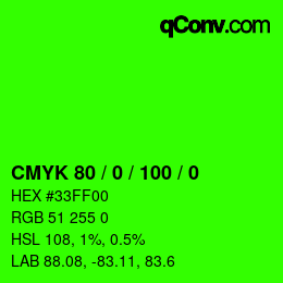颜色代码: CMYK 80 / 0 / 100 / 0 | qconv.com