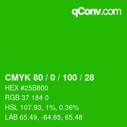 Color code: CMYK 80 / 0 / 100 / 28 | qconv.com