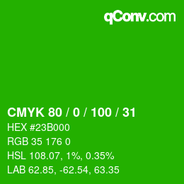 Color code: CMYK 80 / 0 / 100 / 31 | qconv.com