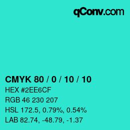 Color code: CMYK 80 / 0 / 10 / 10 | qconv.com