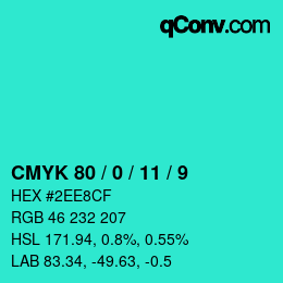Color code: CMYK 80 / 0 / 11 / 9 | qconv.com