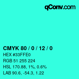 Color code: CMYK 80 / 0 / 12 / 0 | qconv.com