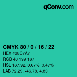 Código de color: CMYK 80 / 0 / 16 / 22 | qconv.com