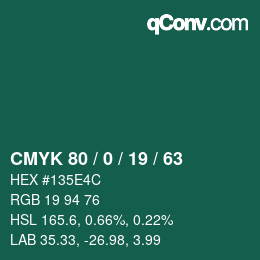 Color code: CMYK 80 / 0 / 19 / 63 | qconv.com
