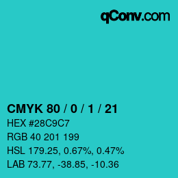 Color code: CMYK 80 / 0 / 1 / 21 | qconv.com