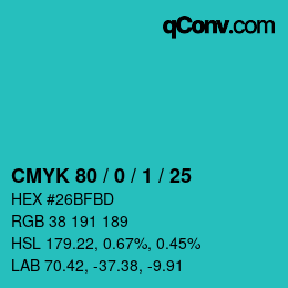 Color code: CMYK 80 / 0 / 1 / 25 | qconv.com