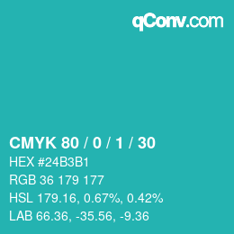 カラーコード: CMYK 80 / 0 / 1 / 30 | qconv.com
