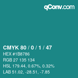 Color code: CMYK 80 / 0 / 1 / 47 | qconv.com
