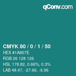 Color code: CMYK 80 / 0 / 1 / 50 | qconv.com