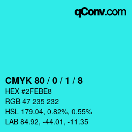 カラーコード: CMYK 80 / 0 / 1 / 8 | qconv.com