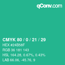 Color code: CMYK 80 / 0 / 21 / 29 | qconv.com