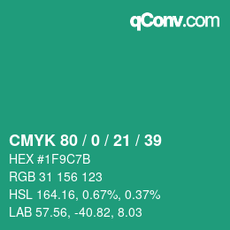 Color code: CMYK 80 / 0 / 21 / 39 | qconv.com