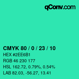 Color code: CMYK 80 / 0 / 23 / 10 | qconv.com