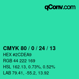 Color code: CMYK 80 / 0 / 24 / 13 | qconv.com