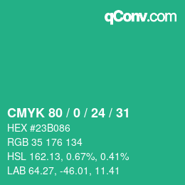Color code: CMYK 80 / 0 / 24 / 31 | qconv.com