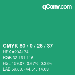 Color code: CMYK 80 / 0 / 28 / 37 | qconv.com