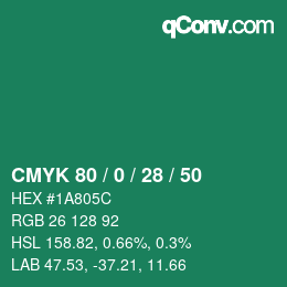 Color code: CMYK 80 / 0 / 28 / 50 | qconv.com