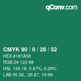Color code: CMYK 80 / 0 / 28 / 52 | qconv.com