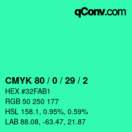 Color code: CMYK 80 / 0 / 29 / 2 | qconv.com