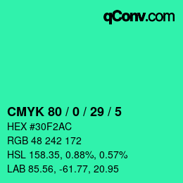 Color code: CMYK 80 / 0 / 29 / 5 | qconv.com