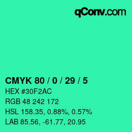 Color code: CMYK 80 / 0 / 29 / 5 | qconv.com