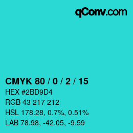 Farbcode: CMYK 80 / 0 / 2 / 15 | qconv.com