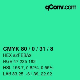 Color code: CMYK 80 / 0 / 31 / 8 | qconv.com