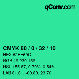 Color code: CMYK 80 / 0 / 32 / 10 | qconv.com
