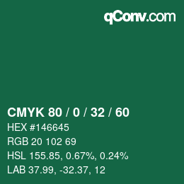 Color code: CMYK 80 / 0 / 32 / 60 | qconv.com