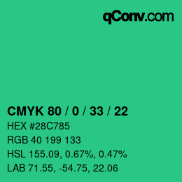 Farbcode: CMYK 80 / 0 / 33 / 22 | qconv.com