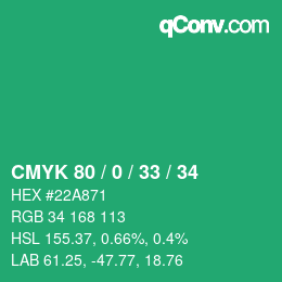 Color code: CMYK 80 / 0 / 33 / 34 | qconv.com