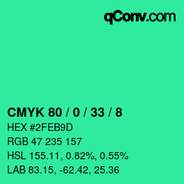 Color code: CMYK 80 / 0 / 33 / 8 | qconv.com