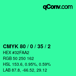 Código de color: CMYK 80 / 0 / 35 / 2 | qconv.com