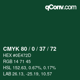 Color code: CMYK 80 / 0 / 37 / 72 | qconv.com