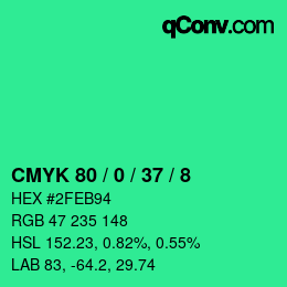 Color code: CMYK 80 / 0 / 37 / 8 | qconv.com