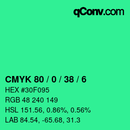 Color code: CMYK 80 / 0 / 38 / 6 | qconv.com