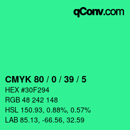 Color code: CMYK 80 / 0 / 39 / 5 | qconv.com