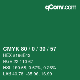 Color code: CMYK 80 / 0 / 39 / 57 | qconv.com