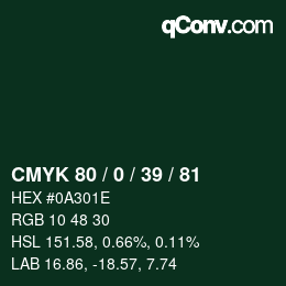 Color code: CMYK 80 / 0 / 39 / 81 | qconv.com