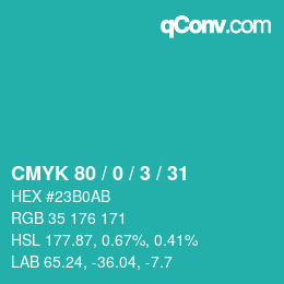 Color code: CMYK 80 / 0 / 3 / 31 | qconv.com