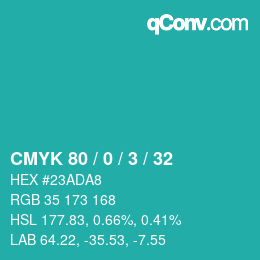 Color code: CMYK 80 / 0 / 3 / 32 | qconv.com