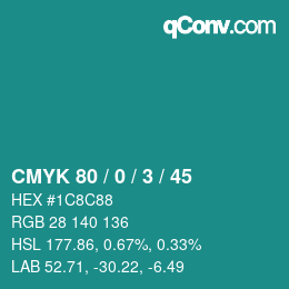 Color code: CMYK 80 / 0 / 3 / 45 | qconv.com