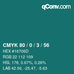 Color code: CMYK 80 / 0 / 3 / 56 | qconv.com