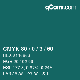 Color code: CMYK 80 / 0 / 3 / 60 | qconv.com