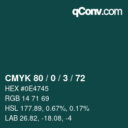 Color code: CMYK 80 / 0 / 3 / 72 | qconv.com