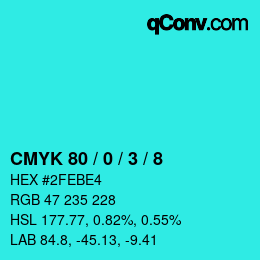 カラーコード: CMYK 80 / 0 / 3 / 8 | qconv.com